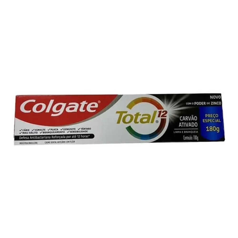 Creme dental total 12 carvao ativado colgate 180g