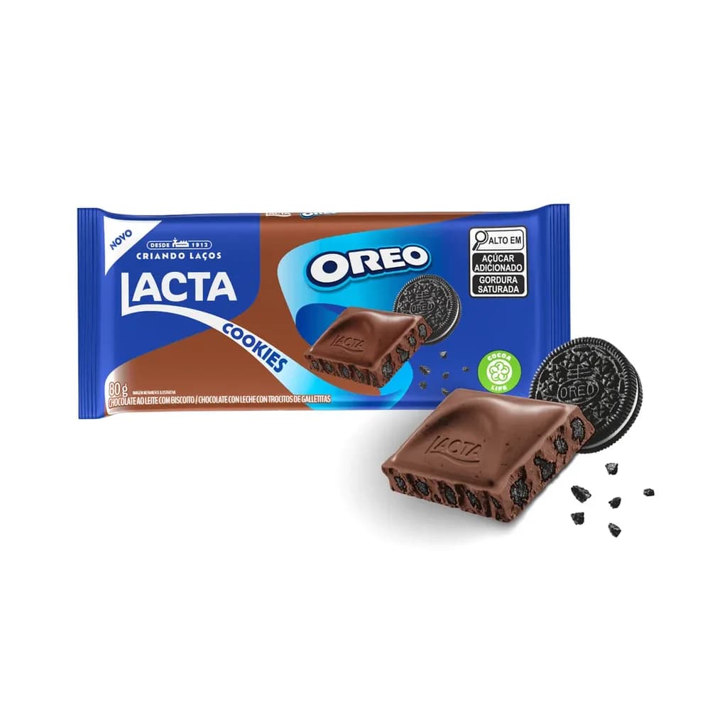 Chocolate barra oreo cookies lacta 80g