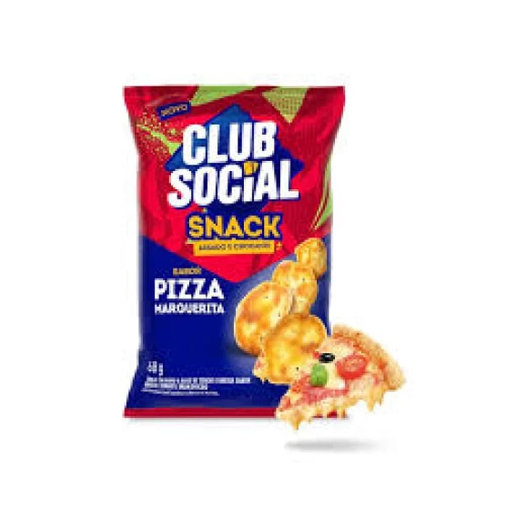 Salgadinho snack assado crocante sabor pizza marguerita club social 68g