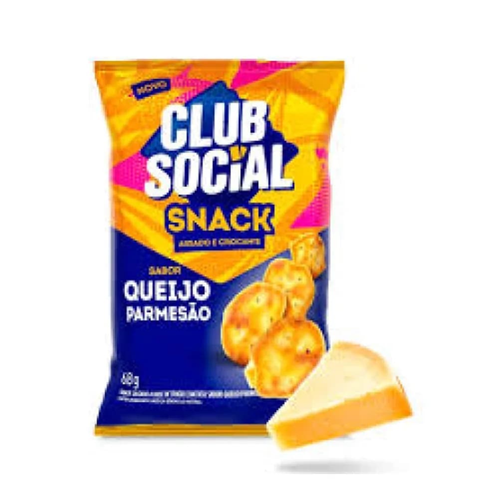 Salgadinho assado crocante sabor queijo parmesao club social 68g