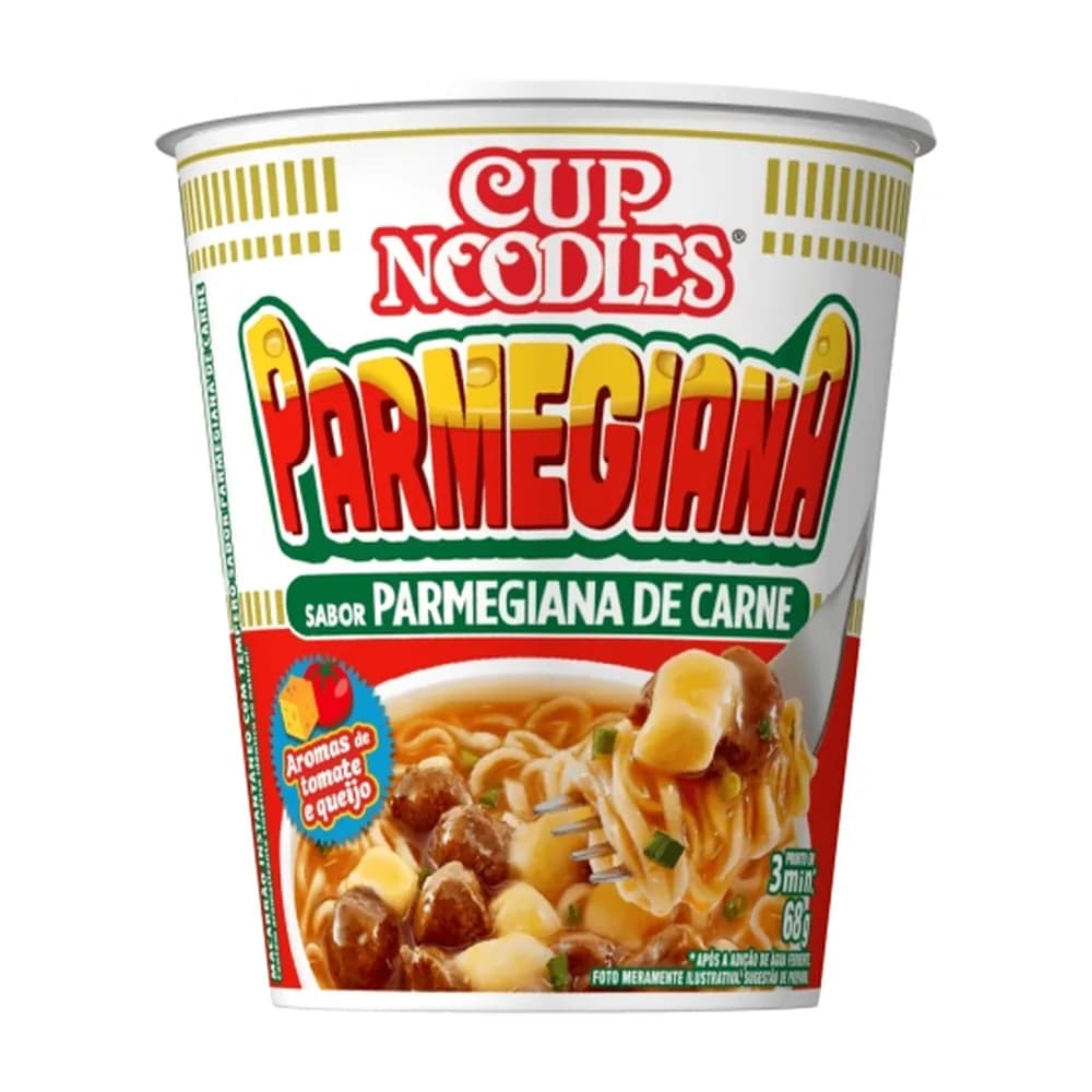 Macarrão instantâneo parmegiana com carne nissin cup noodles copo 65g