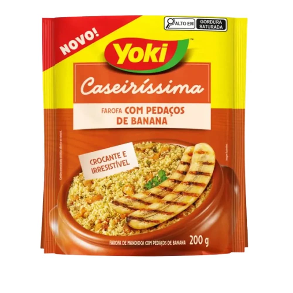 Farofa de mandioca com pedacos de banana crocante yoki 200g