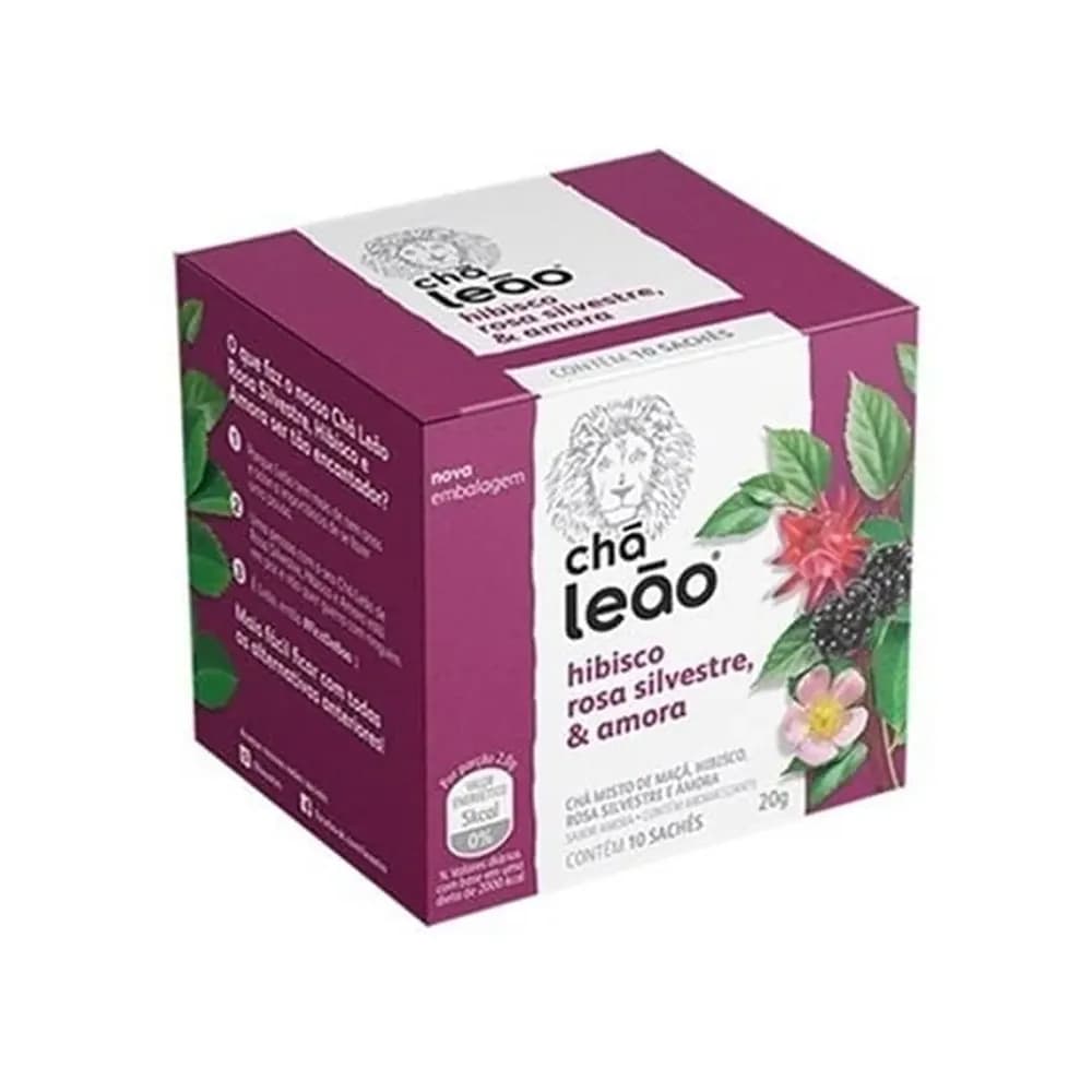 Cha de hibisco rosa silvestre amora leao 10un 16g