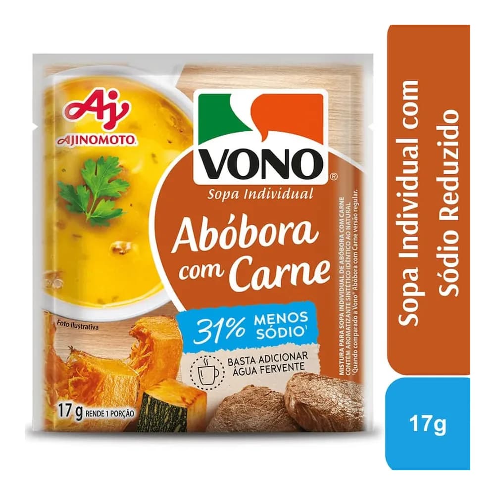 Sopa vono de abobora com carne 25% menos sodio ajinomoto 17g