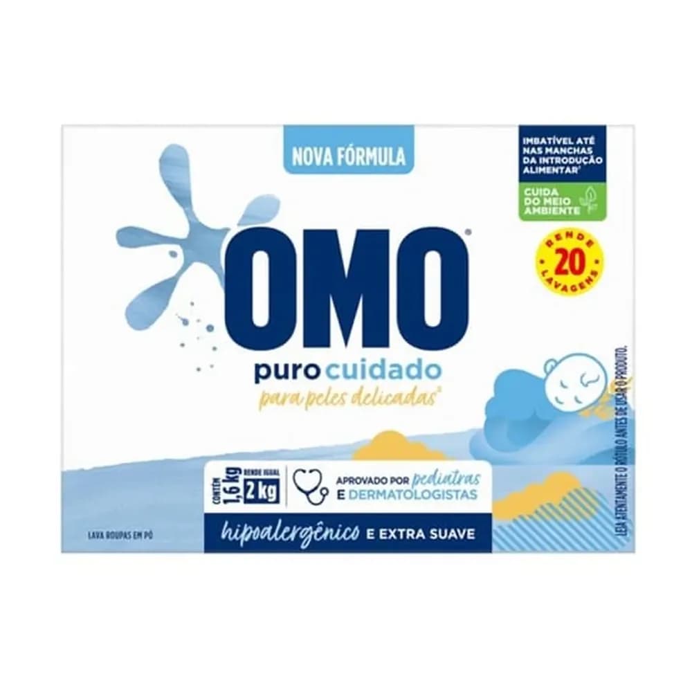 Sabao em po puro cuidado omo 1,6kg
