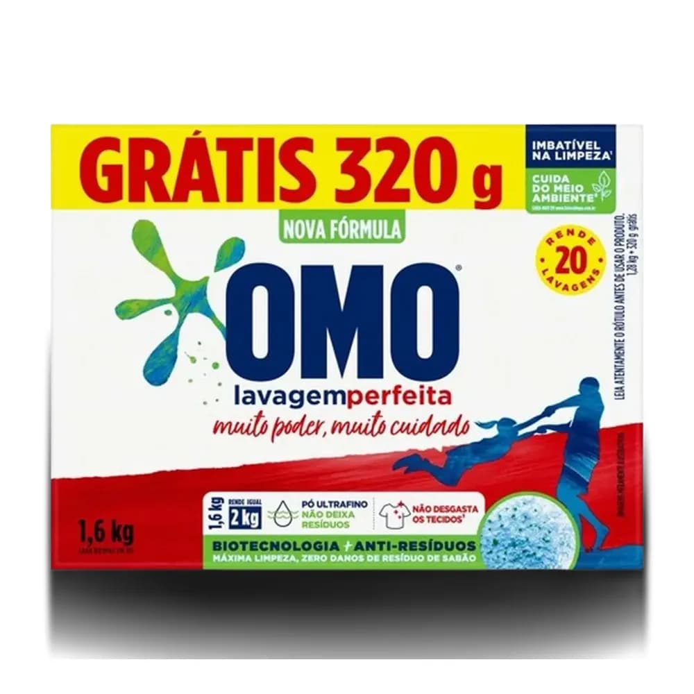 Lava-roupas po lavagem perfeita caixa omo 1,6kg
