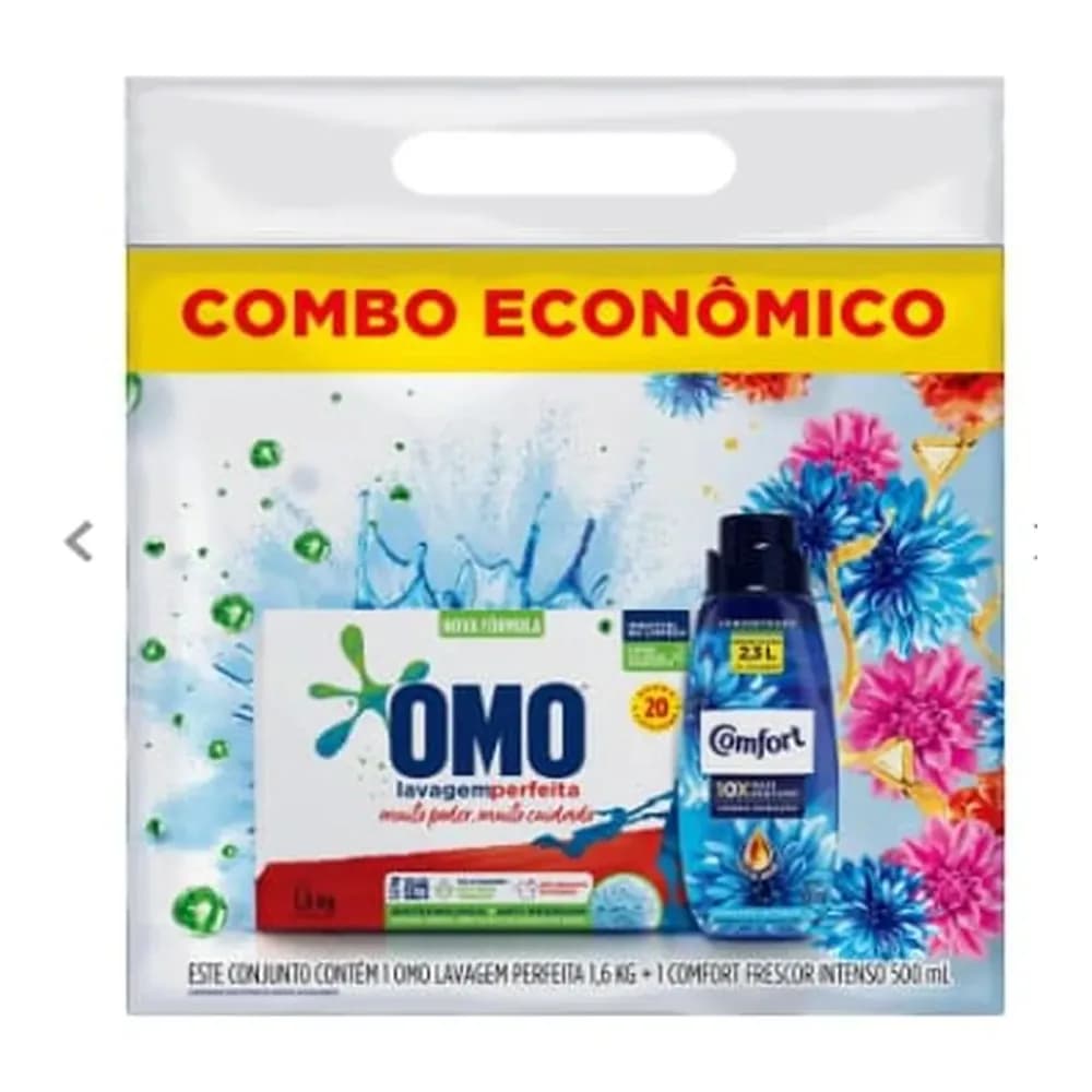 Lava roupa po omo 1,6kg e amaciante comfort 500ml combo economomico
