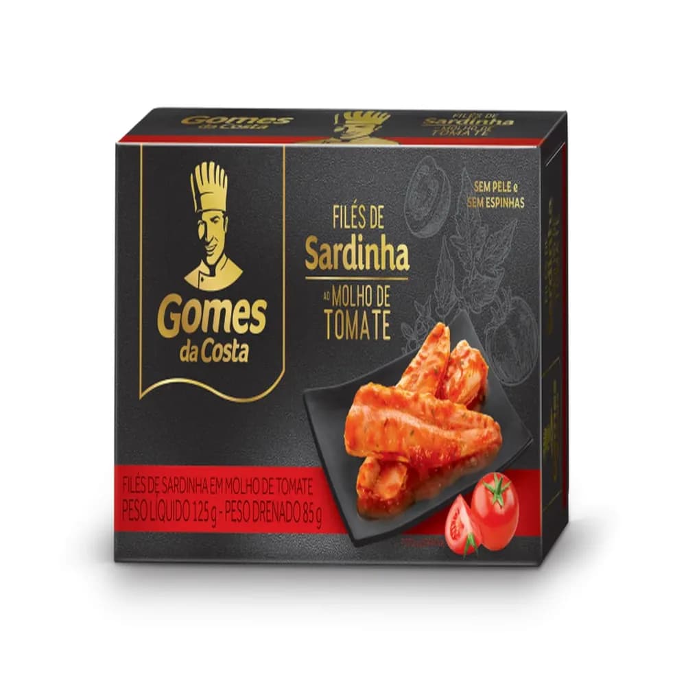 File de sardinha com molho de tomate gomes da costa 125g