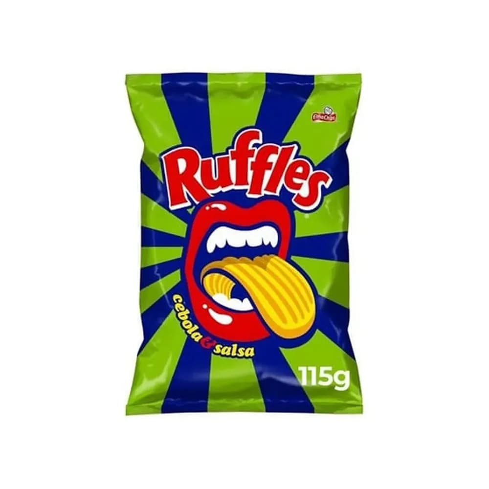 Batata frita ondulada sabor cebola e salsa elma chips ruffles 115g