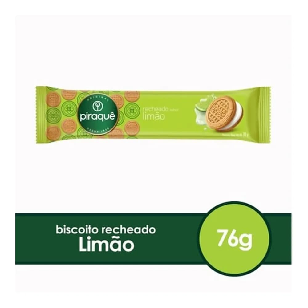 Biscoito recheado sabor limao piraque 76g