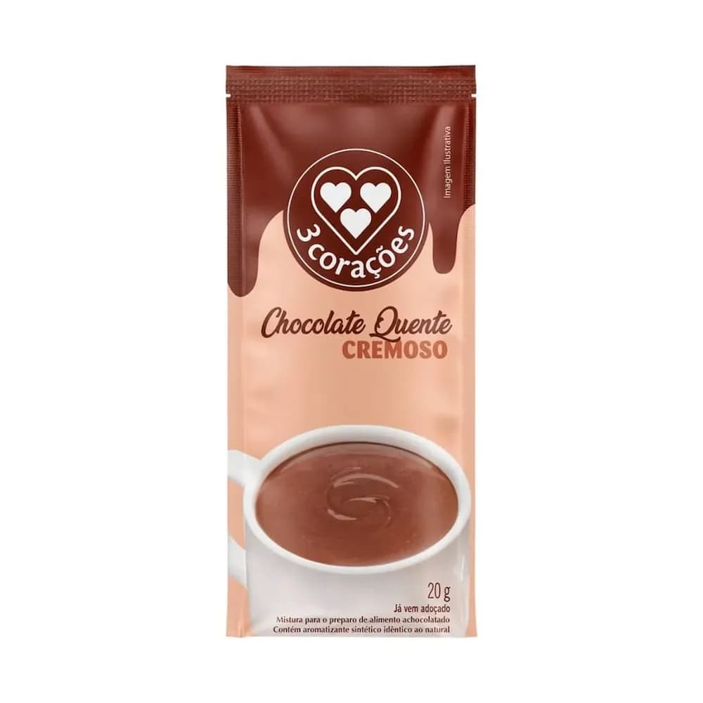 Chocolate quente em po cremoso 3 coracoes 20g