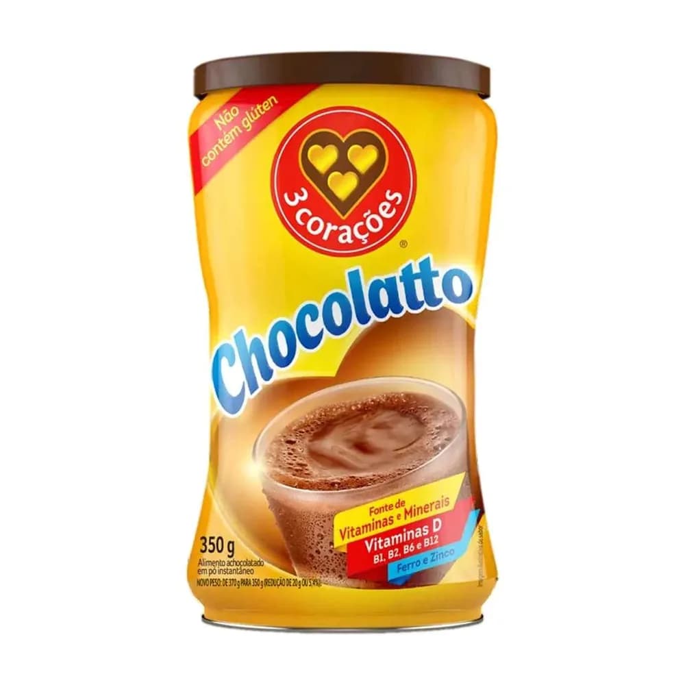Achocolatado chocolatto tres coraçoes lata 350g