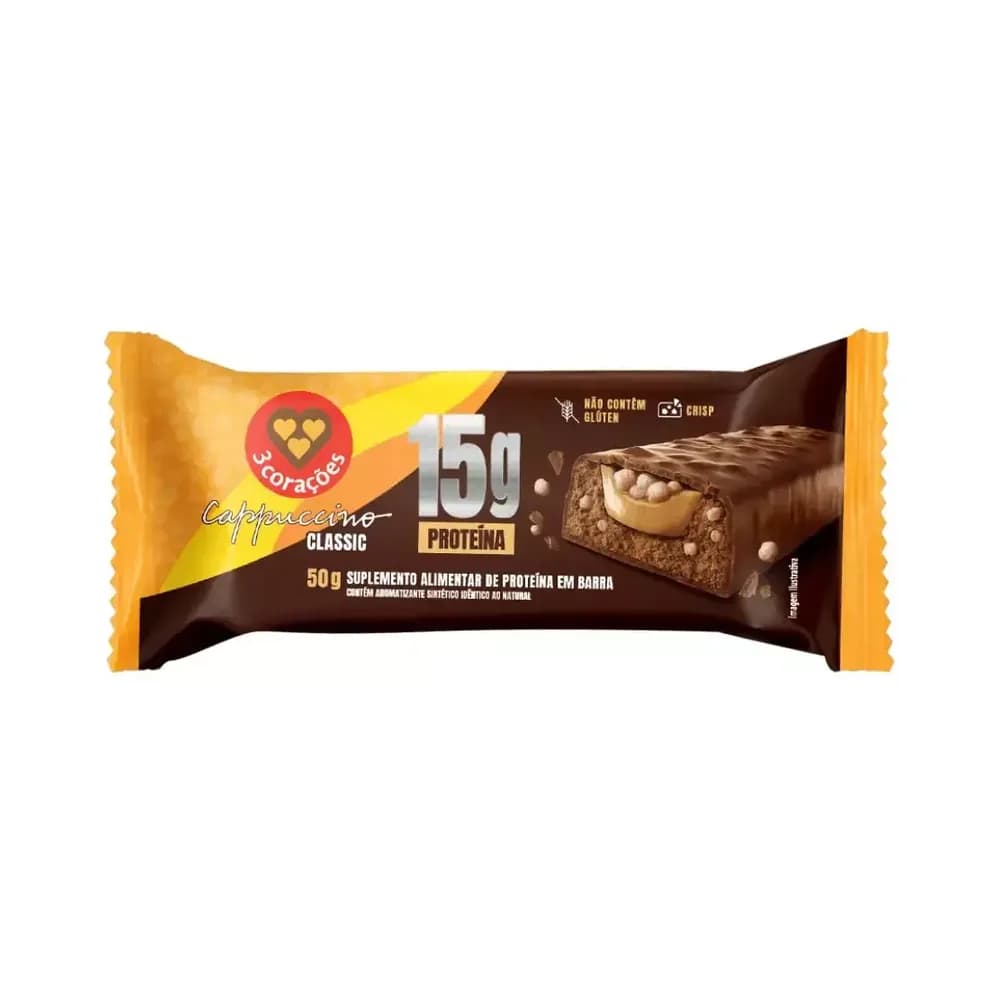 Barra de proteina cappuccino classic 3 coracoes 50g