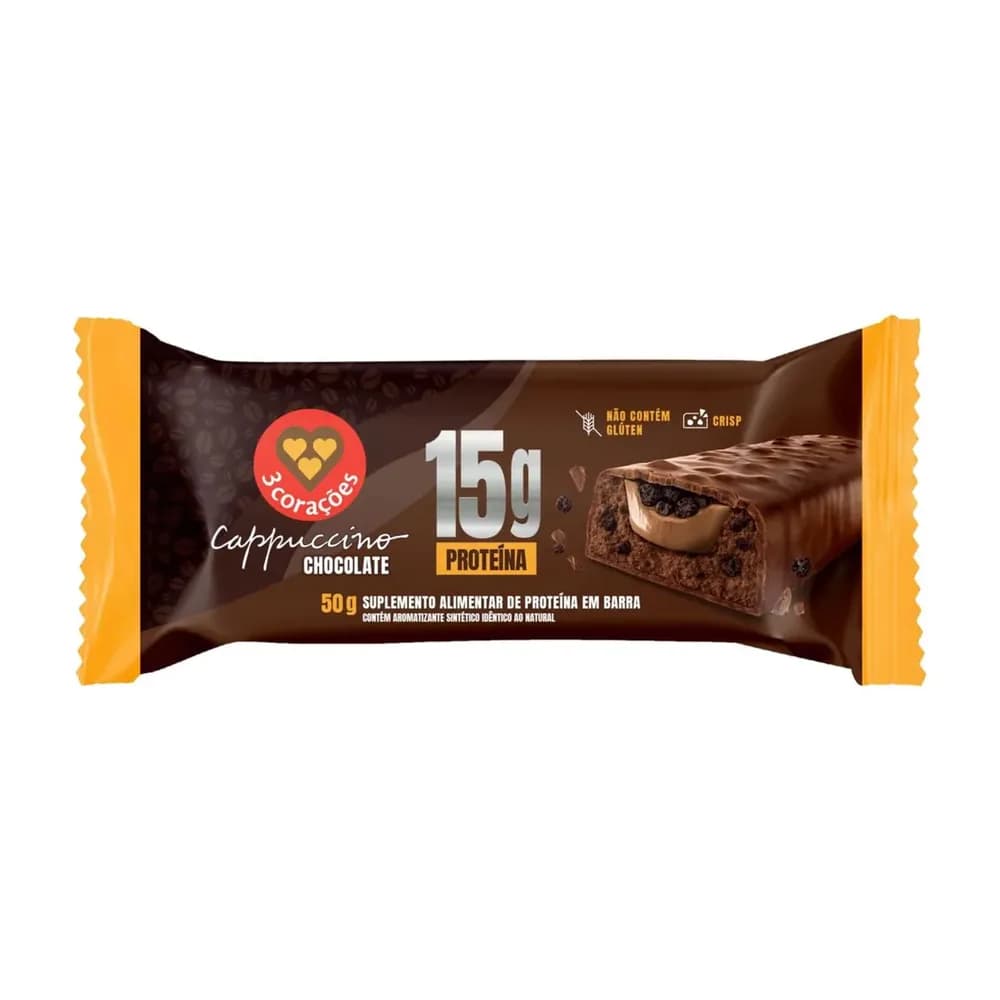 Barra de proteina cappuccino chocolate 3 coracoes 50g