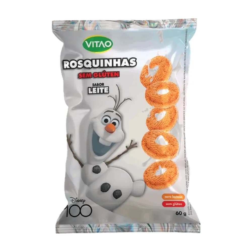 Biscoito rosquinha vegano sabor leite sem gluten frozen vitao 60g