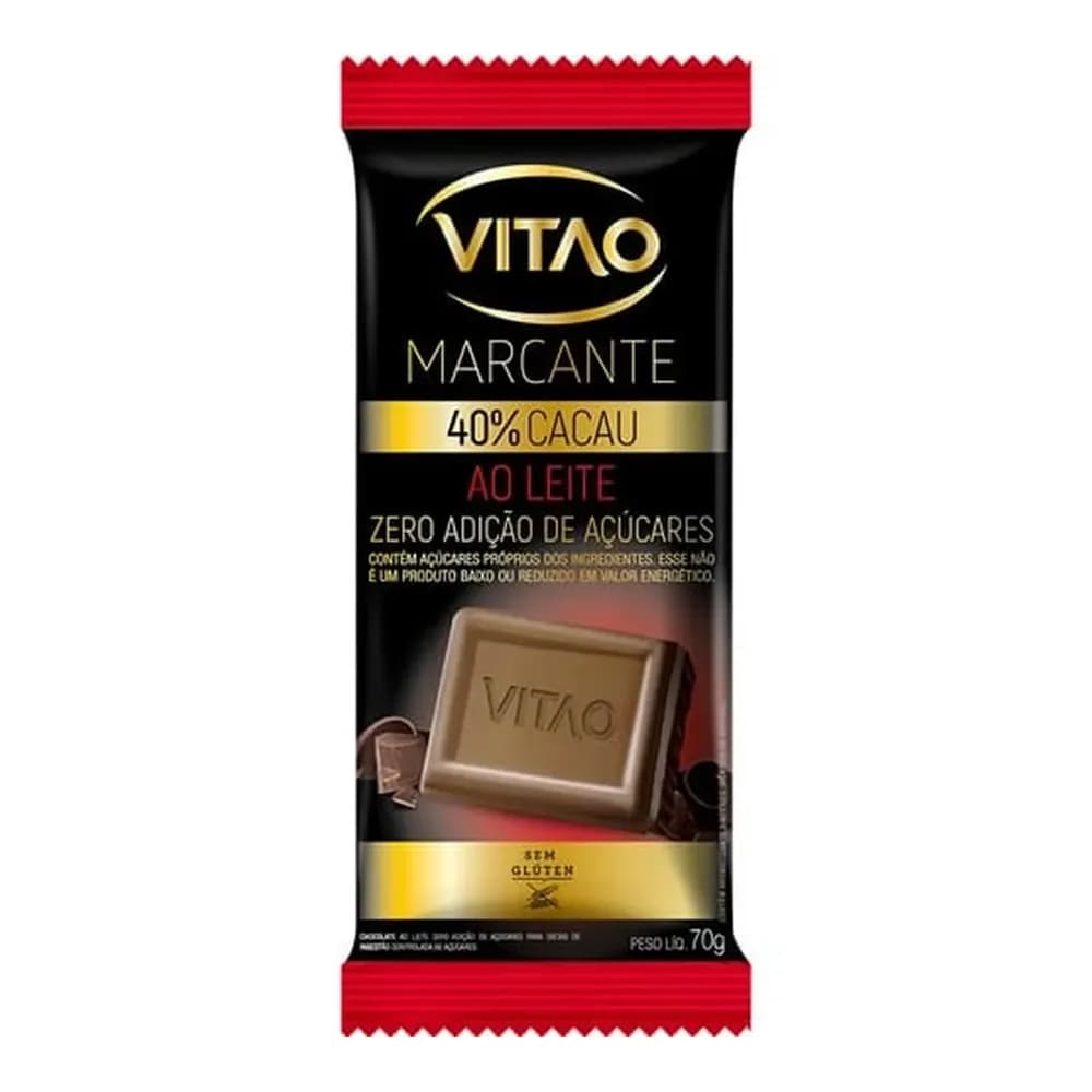 Chocolate zero acucar sem lactose ao leite vitao 70g