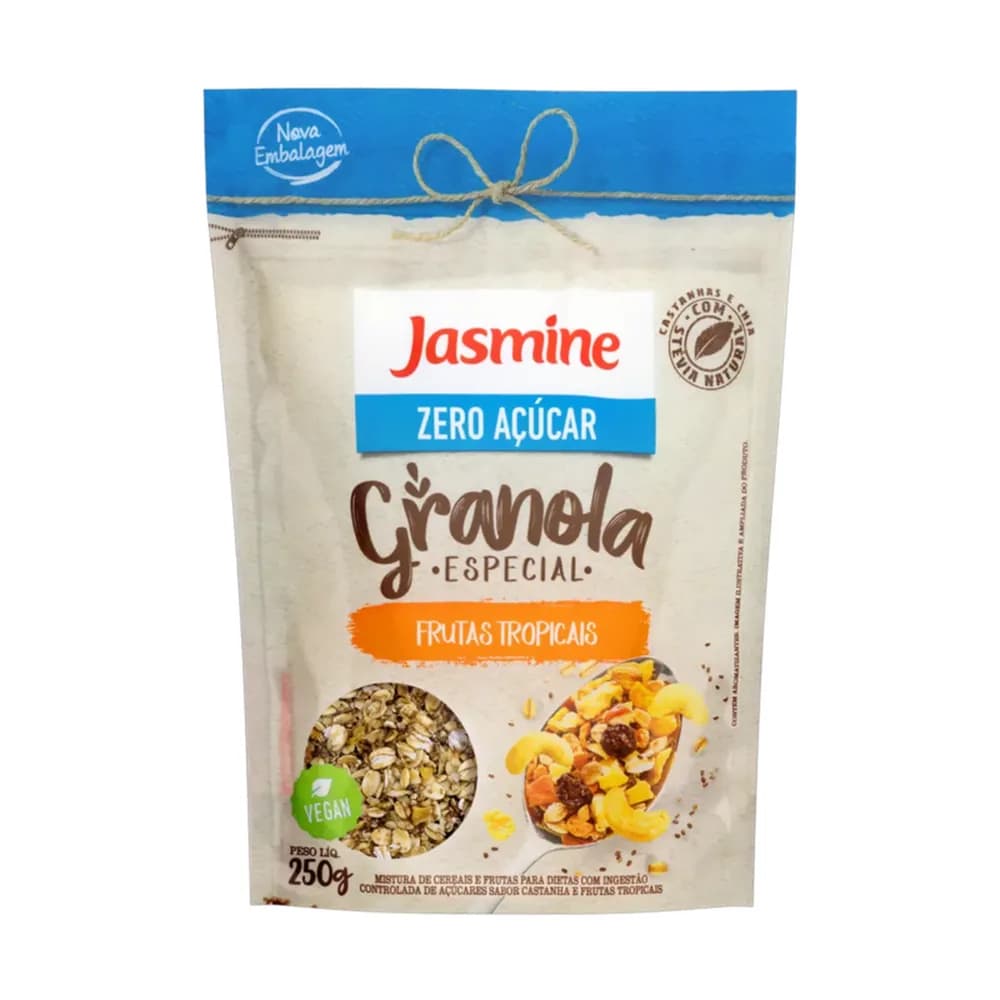 Granola de frutas tropicais zero acucar jasmine 250g
