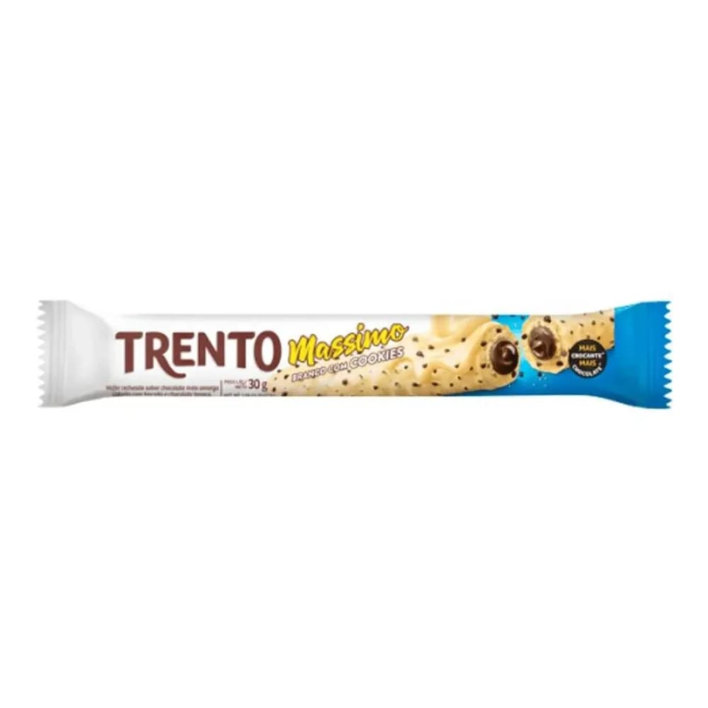 Chocolate wafer massimo branco com cookies peccin trento 25g