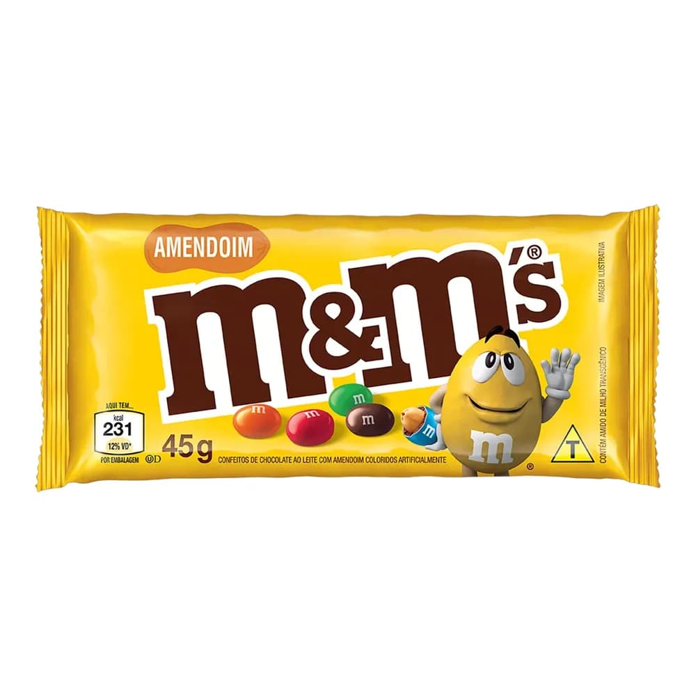 Confeito de chocolate com amendoim m&ms pacote 40g