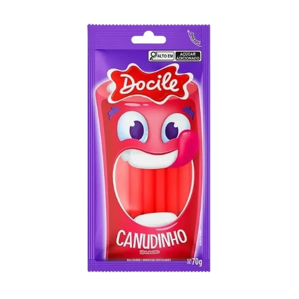 Bala canudinho morango docile 70g