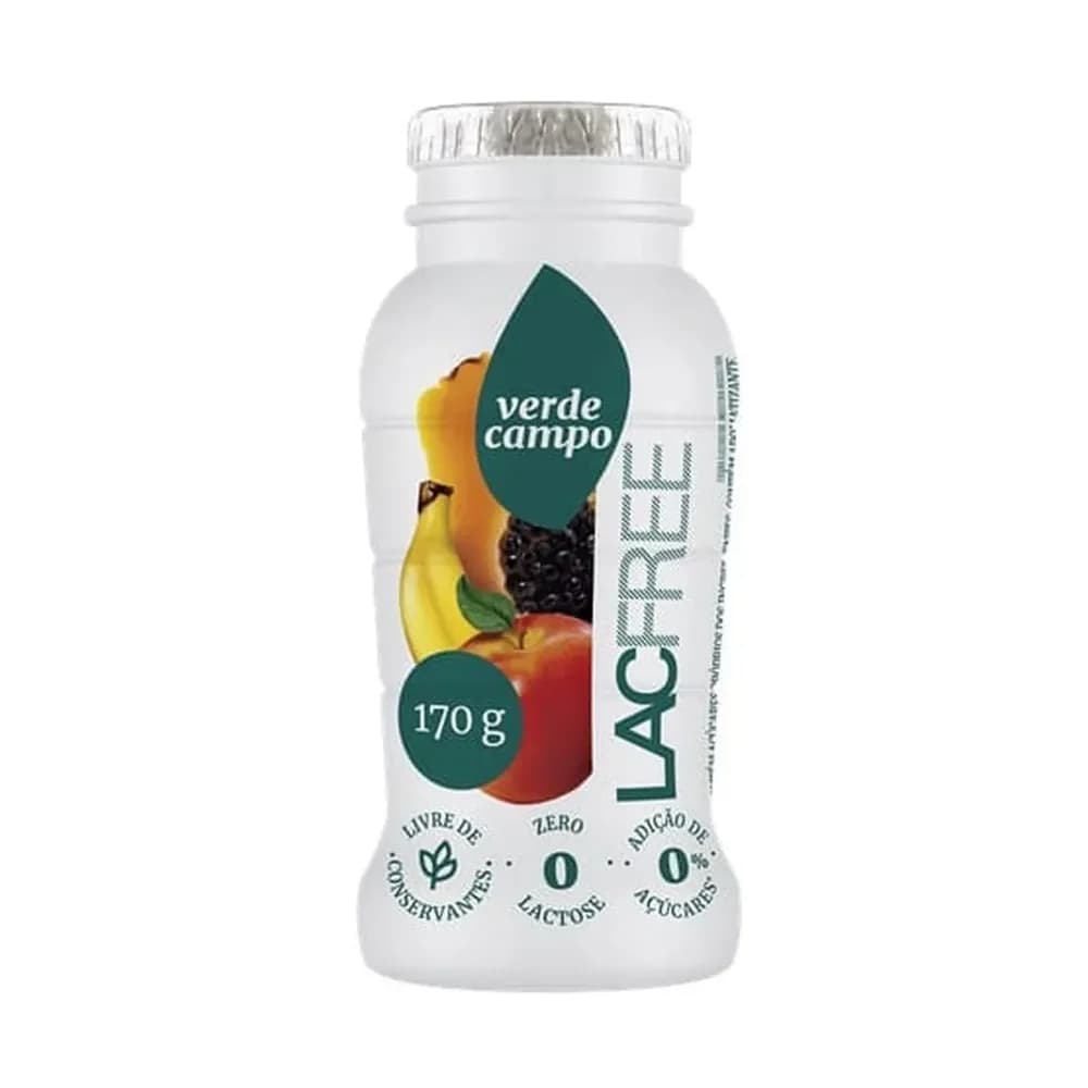 Iogurte desnatado maca, banana e mamao zero lactose verde campo lacfree frasco 170g