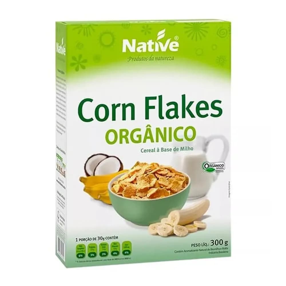 Cereal organico native corn flakes embalagem 300g