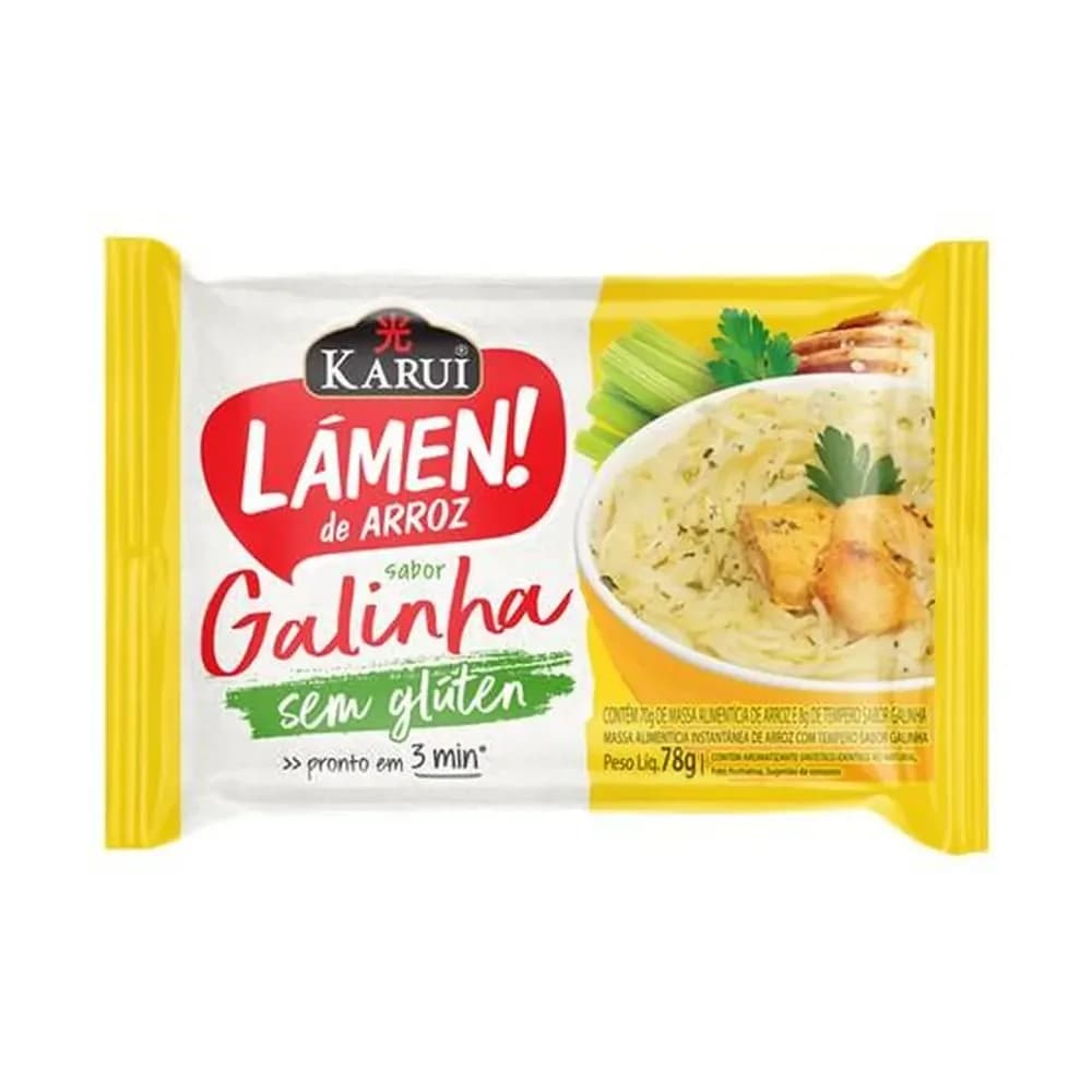 Lamen de arroz sem gluten sabor galinha karui 78g