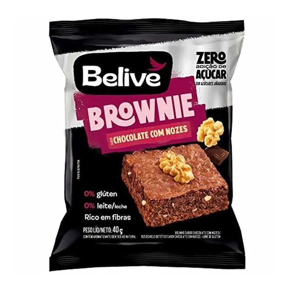 Brownie chocolate com nozes sem acucar belive 40g