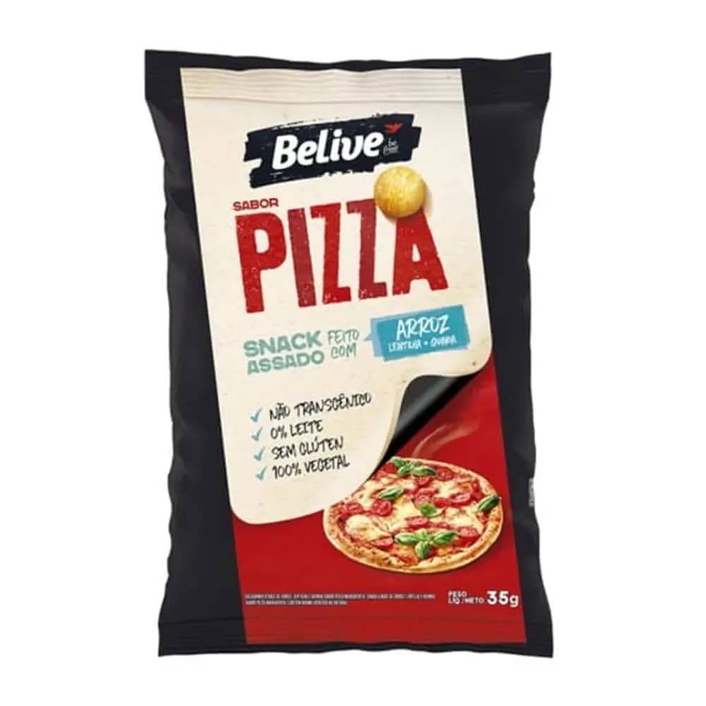 Snack de arroz sabor pizza belive restritivo zero lactose 35g