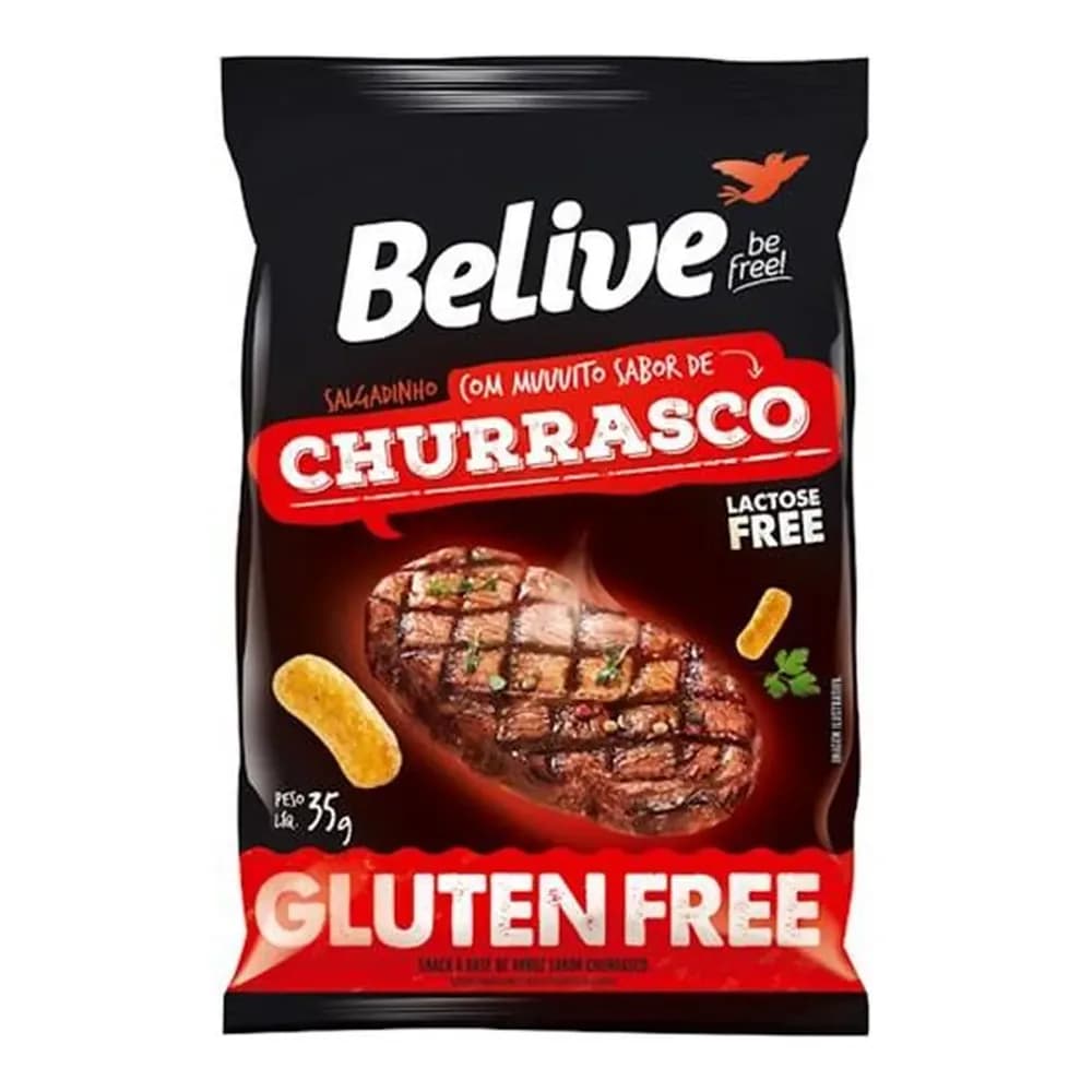 Salgadinho de arroz belive churrasco pacote restritivo zero lactose 35g