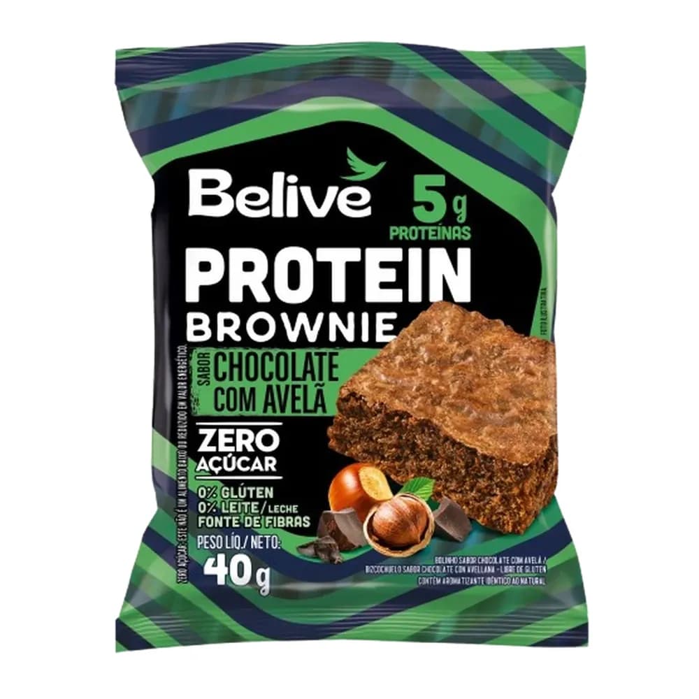 Brownie protein chocolate com avela zero acucar belive 40g