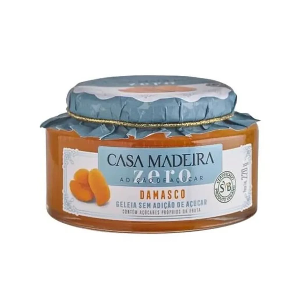 Geleia de damasco zero adicao de acucar casa madeira embalagem 220 g