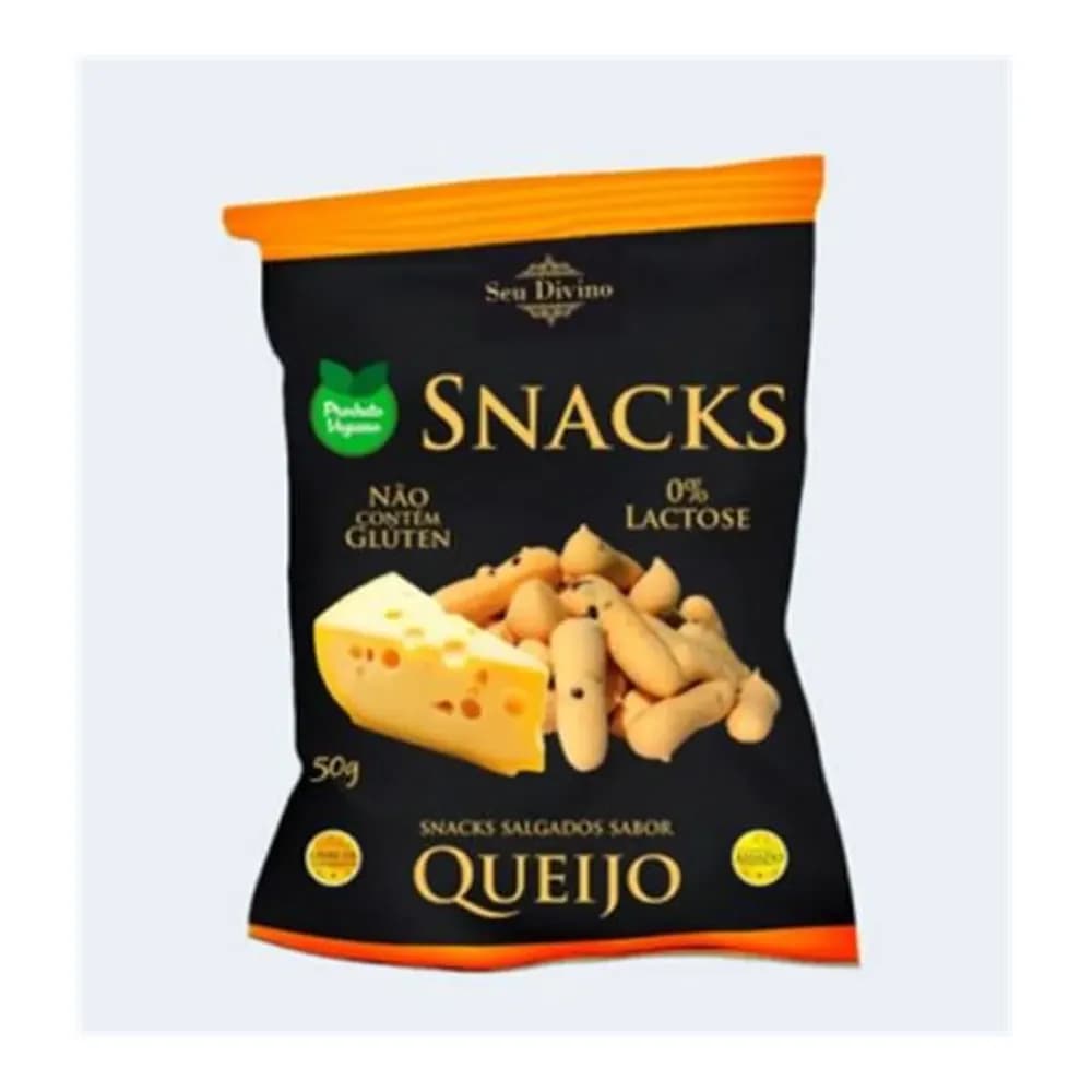 Snacks seu divino vegano queijo embalagem 50g