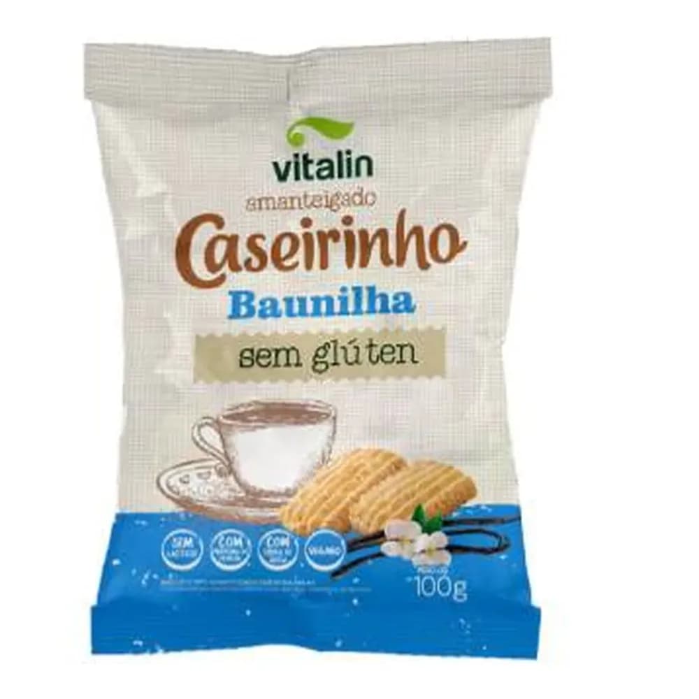 Biscoito caseirinho amanteigado vegano baunilha sem gluten vitalin 100g