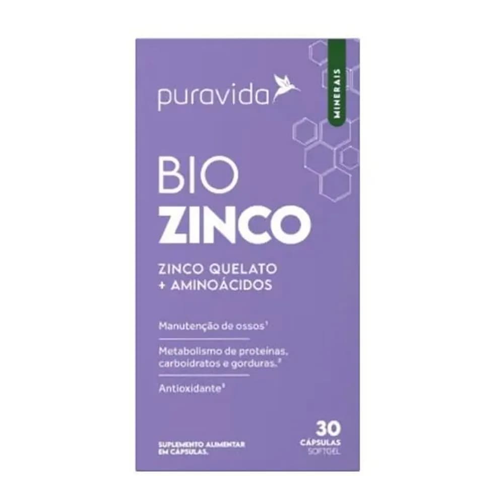 Bio zinco pura vida caixa com 30 capsulas