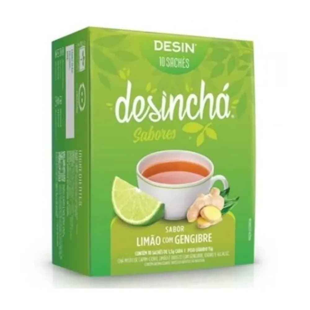 Cha sabor limao com gengibre em sache desincha com 10un