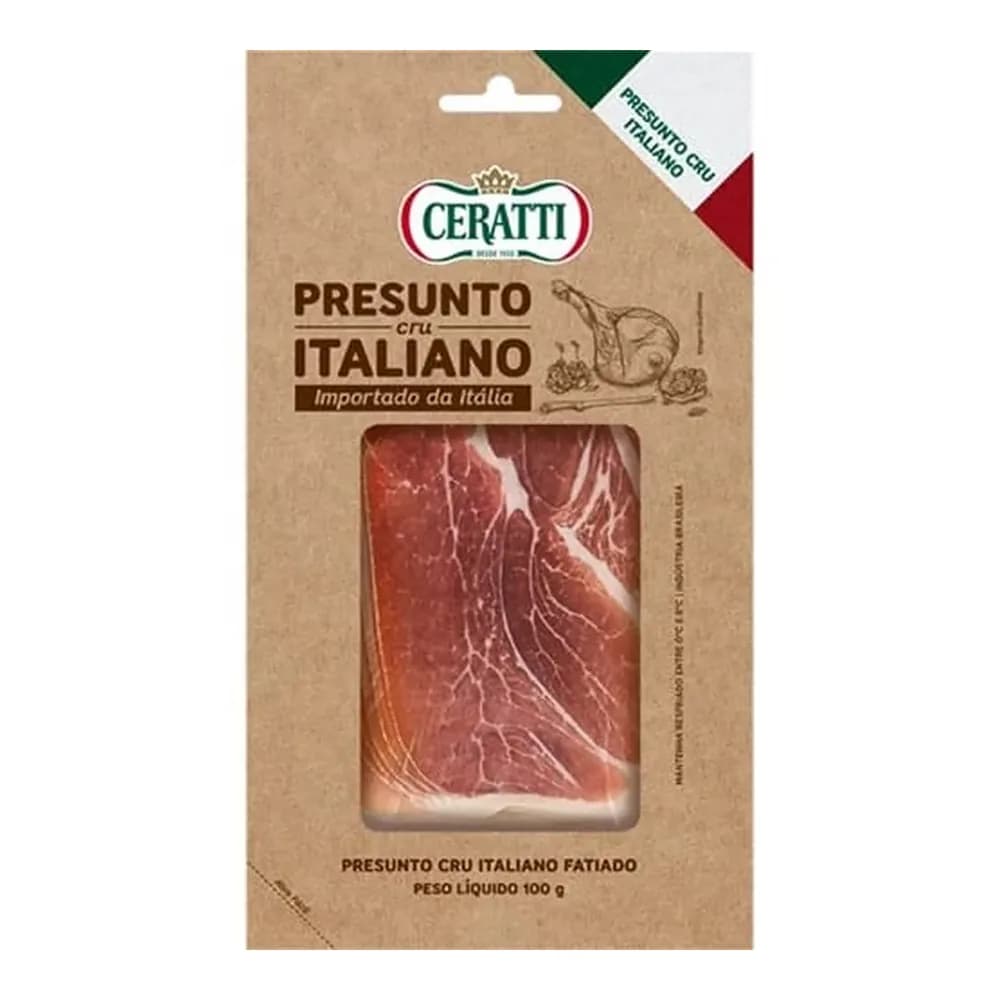 Presunto cru ceratti italiano fatiado embalagem 100g