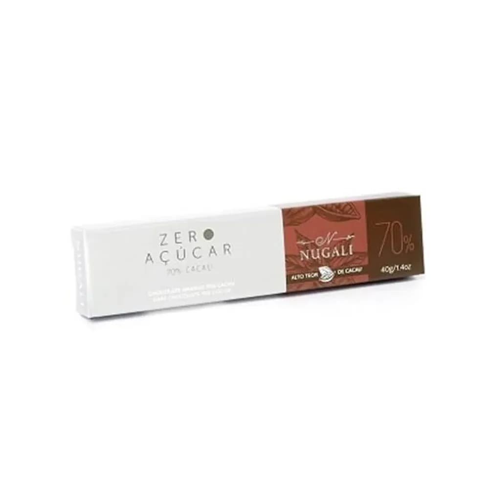 Chocolate nugali zero acucar 70% cacau barra 40g