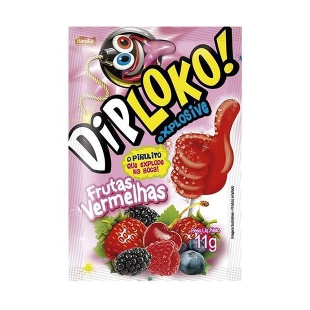 Pirulito dip loko frutas vermelhas embalagem 11g