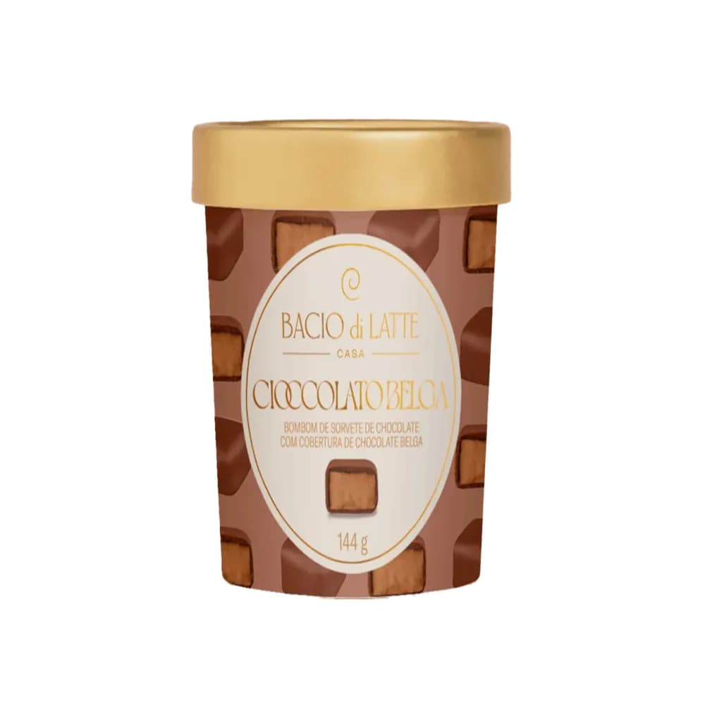 Bombom de sorvete cioccolato belga bacio di latte 144g
