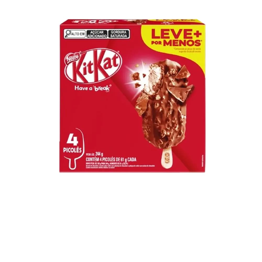 Pacote de picole kitkat nestle 4un