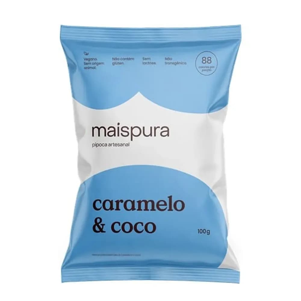Pipoca caramelo e coco mais pura 100g