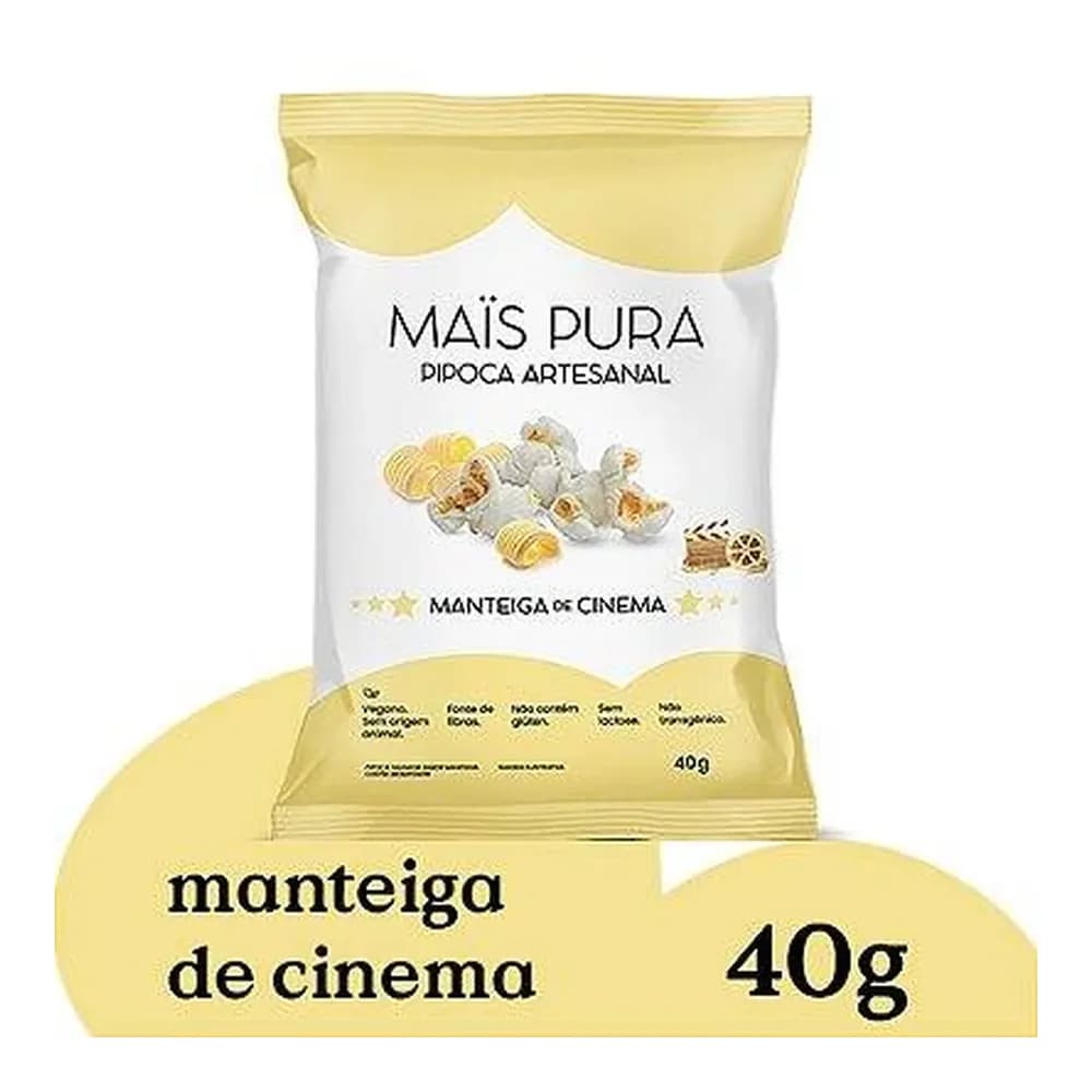 Pipoca sabor manteiga de cinema mais pura 40g
