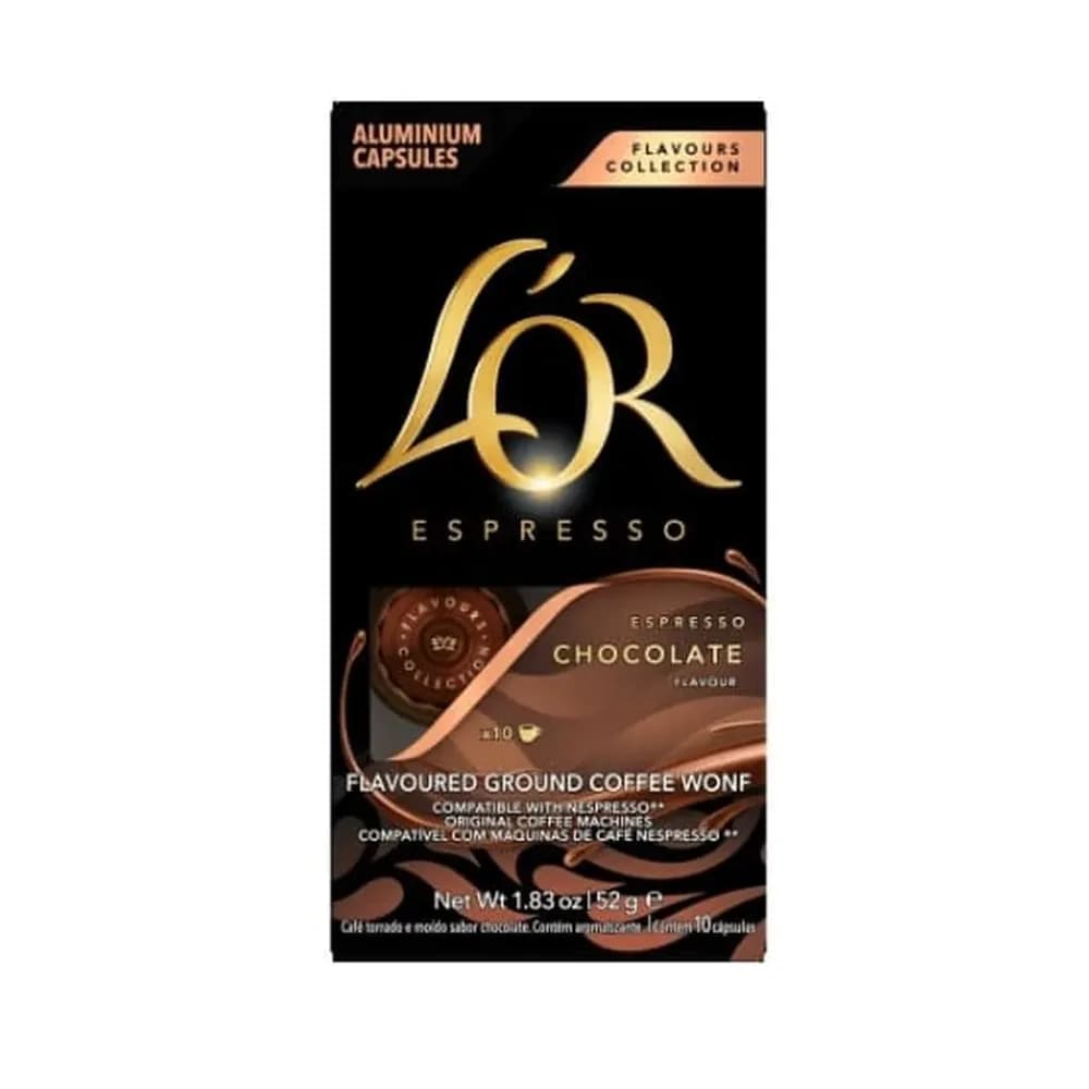 Cafe em capsula torrado e moido expresso chocolate l'or 52g caixa com 10caps