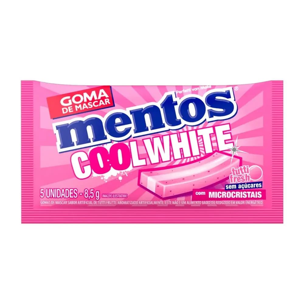 Goma de mascar tutti fresh zero acucar mentos cool white envelope 8,5g 5 un