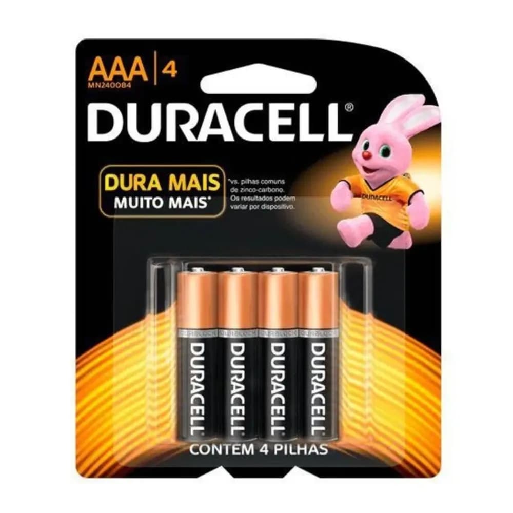 Pilha c/4 alcalina aaa palito duracell aaa palito