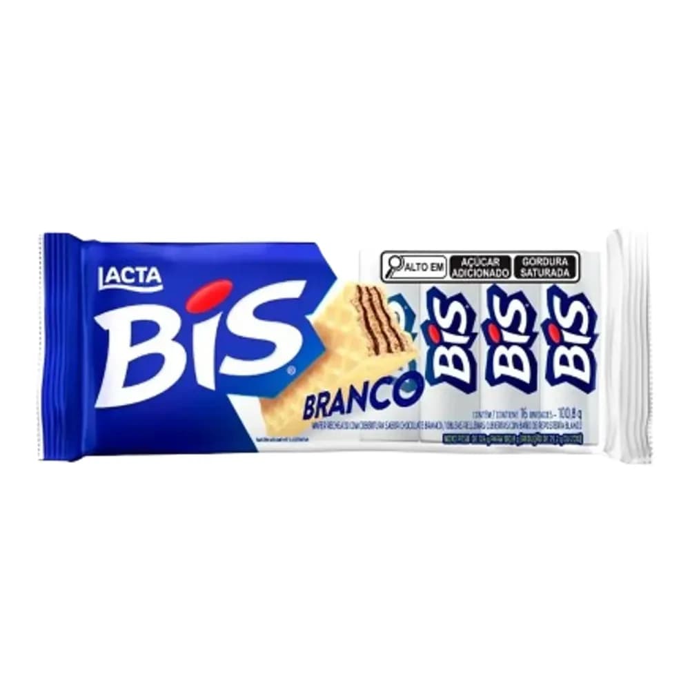 Wafer recheio e cobertura chocolate branco lacta bis pacote 100,8g