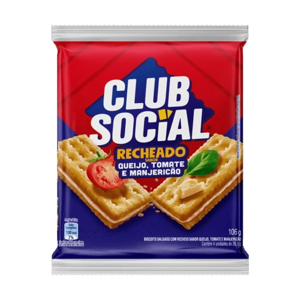 Biscoito recheado queijo, tomate e manjericao club social 106g