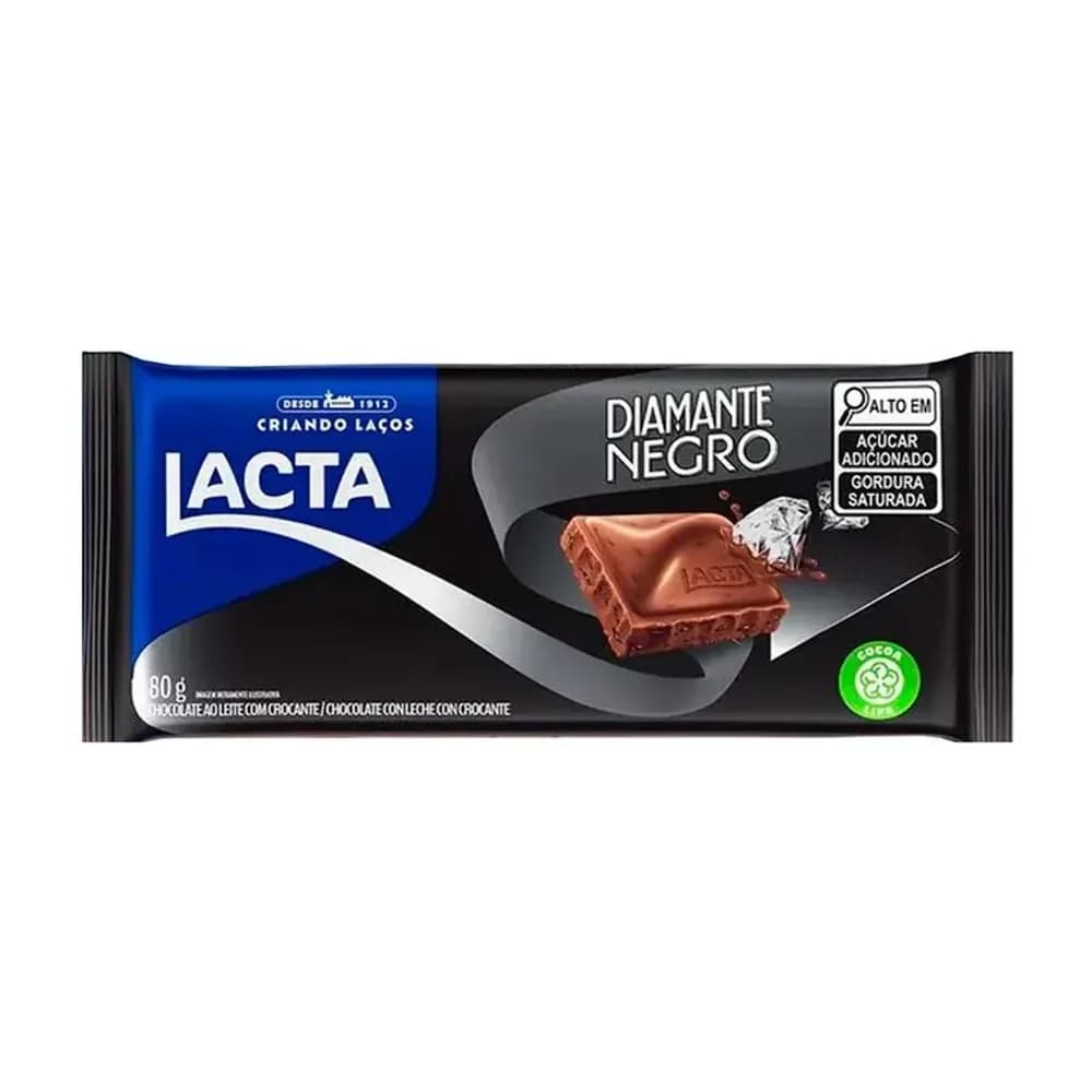 Chocolate ao leite diamante negro lacta 80g