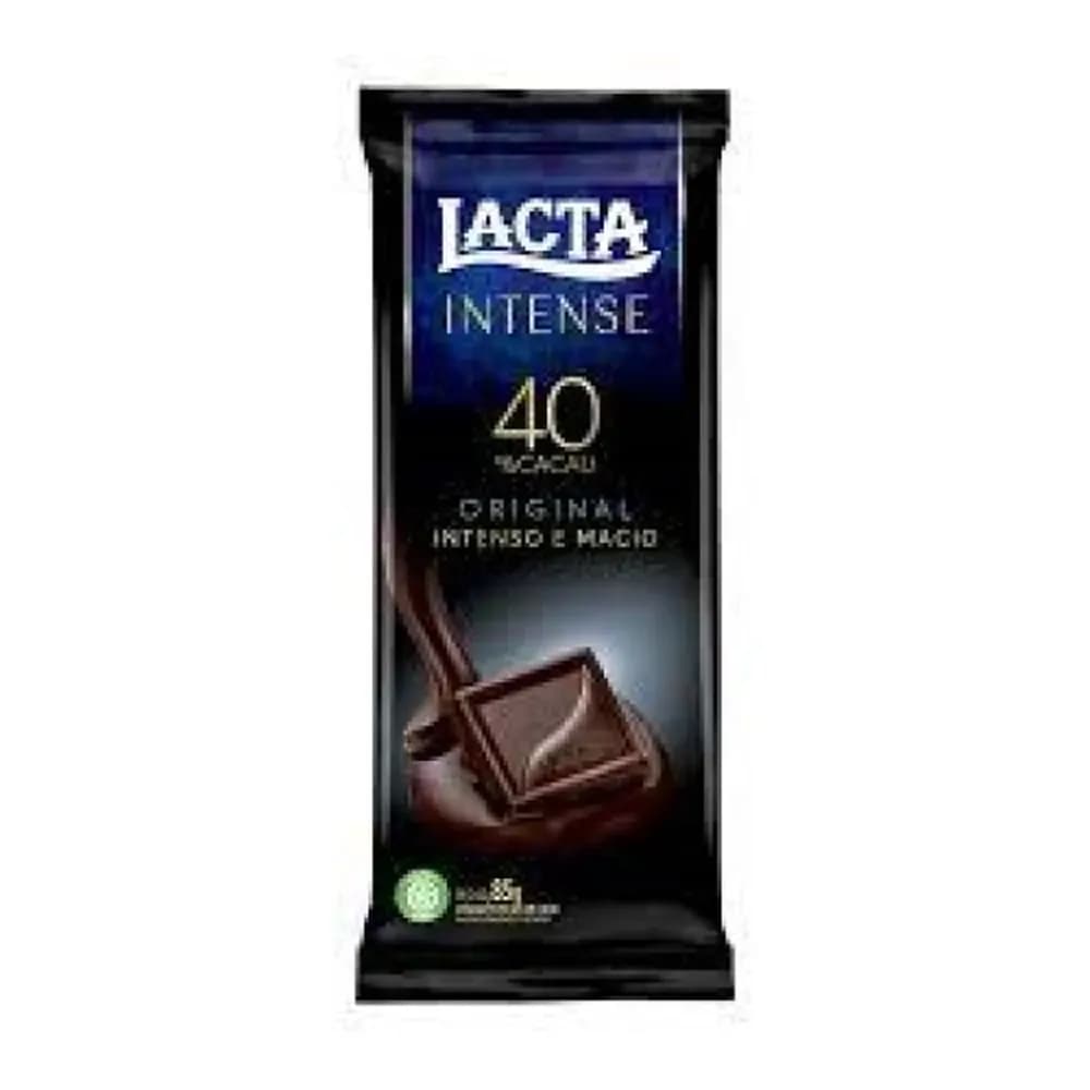 Chocolate intense meio amargo 40% cacau original lacta 85g